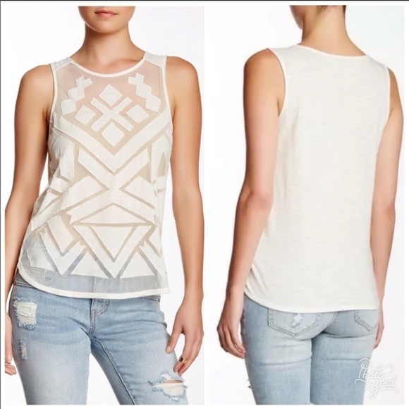 Lucky Brand Tops - Lucky Brand Geo Mesh Cut Out Top